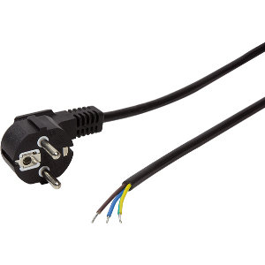 LOGILINK CP135 POWER CORD SCHUKO PLUG 90° (CEE 7/7) TO OPEN WIRE WITH CRIMP BARRE 1.5M BLACK