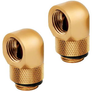 CORSAIR HYDRO X FITTING ADAPTER XF 90° ANGLED ROTARY GOLD 2-PACK