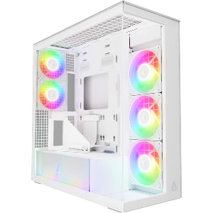 ARCTIC XTENDER (WHITE) TRANSPARENT WINDOW WITH GPU VERTICAL MOUNT - MID TOWER CASE W. A-RGB FANS