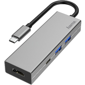 HAMA 200107 USB-C HUB MULTIPORT 4 PORTS 2 X USB-A USB-C HDMI SILVER