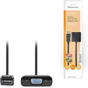 NEDIS CCGB37351BK02 DISPLAYPORT ADAPTER DISPLAYPORT MALE - VGA FEMALE 1080P 0.20M BLACK