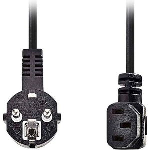 NEDIS CEGL10020BK30 ANGLED POWER CABLE PLUG WITH EARTH CONTACT MALE - IEC-320-C13 3.00M BLACK
