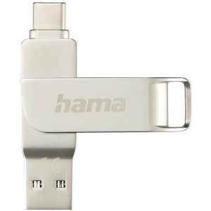 HAMA 182492 C-ROTATE PRO USB STICK, USB-C 3.1/3.0, 256GB, 100MB/S, SILVER