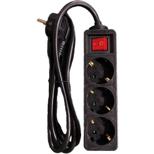 LAMTECH POWER STRIP WITH SWITCH 3 OUTLETS BLACK 1.5M LAM023701
