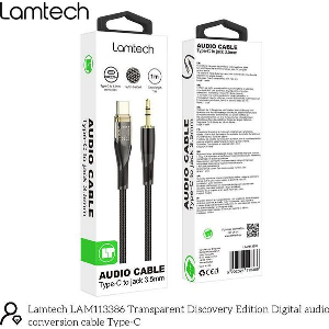LAMTECH AUDIO CABLE TYPE-C TO 3.5MM JACK BLACK 1M LAM113386