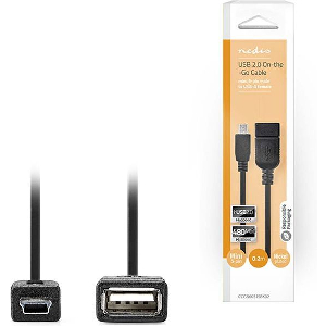 NEDIS CCGB60315BK02 USB 2.0 ADAPTER MINI 5-PIN MALE - USB-A FEMALE OTG 0.20M BLACK