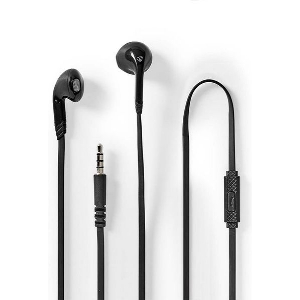 NEDIS HPWD2021BK WIRED EARPHONES 3.5MM WITH CABLE LENGTH: 1.20M BUILT-IN MICROPHONE BLACK