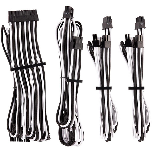 CORSAIR DIY CABLE PREMIUM INDIVIDUALLY SLEEVED DC CABLE STARTER KIT TYPE4 (GEN4) WHITE/BLACK