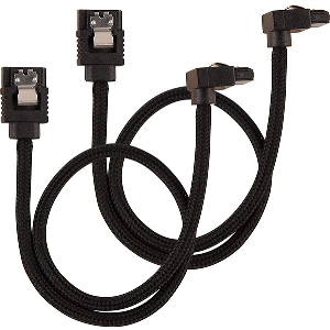 CORSAIR DIY CABLE PREMIUM SLEEVED SATA DATA CABLE SET 90° CONNECTORS BLACK 30CM