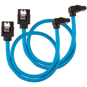 CORSAIR DIY CABLE PREMIUM SLEEVED SATA DATA CABLE SET 90° CONNECTORS BLUE 60CM