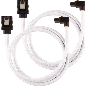 CORSAIR DIY CABLE PREMIUM SLEEVED SATA DATA CABLE SET 90° CONNECTORS WHITE 60CM