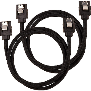 CORSAIR DIY CABLE PREMIUM SLEEVED SATA DATA CABLE SET STRAIGHT CONNECTORS BLACK 60CM