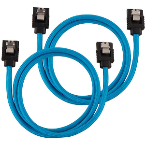 CORSAIR DIY CABLE PREMIUM SLEEVED SATA DATA CABLE SET STRAIGHT CONNECTORS BLUE 60CM