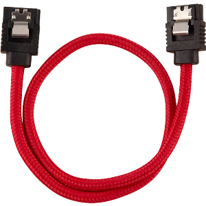 CORSAIR DIY CABLE PREMIUM SLEEVED SATA DATA CABLE SET STRAIGHT CONNECTORS RED 30CM