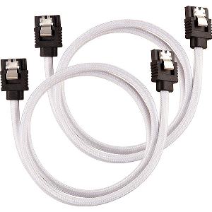 CORSAIR DIY CABLE PREMIUM SLEEVED SATA DATA CABLE SET STRAIGHT CONNECTORS WHITE 60CM