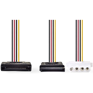 NEDIS CCGP73555VA015 INTERNAL POWER CABLE SATA 15-PIN MALE-SATA 15-PIN FEMALE+MOLEX FEMALE 0.15M