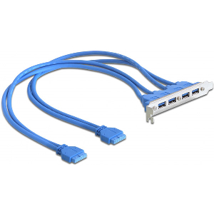 DELOCK 82974 SLOT BRACKET USB 3.0 PIN HEADER 19 PIN 2 X INTERNAL > 4 X USB 3.0-A FEMALE EXTERNAL