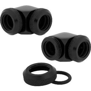 CORSAIR HYDRO X FITTING HARD XF 90° ANGLED BLACK 2-PACK (12MM OD COMPRESSION)
