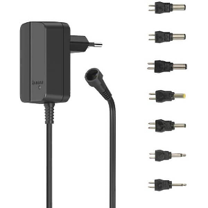 HAMA 223612 UNIVERSAL SWITCHABLE POWER SUPPLY UNIT, ADJUSTABLE, 600MA, 7.2W, MAX. 12V, 7 ADAPTERS