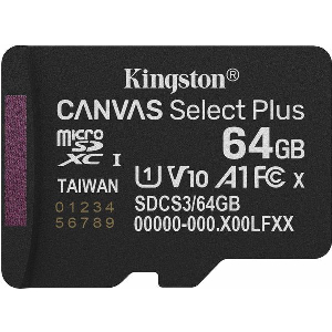 KINGSTON SDCS3/64GBSP CANVAS SELECT PLUS GEN3 64GB MICRO SDXC 100MB/S A1