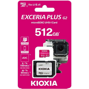 KIOXIA 4K MICRO SD GEN2 512GB EXCERIA PLUS UHS I U3 WITH ADAPTER LMPL2M512GG2