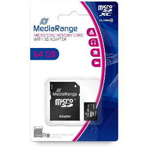 MEDIARANGE MR955 64GB MICRO SDXC CLASS 10 WITH SD ADAPTER