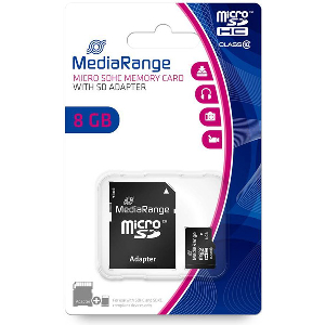 MEDIARANGE MR957 8GB MICRO SDHC CLASS 10 WITH SD ADAPTER