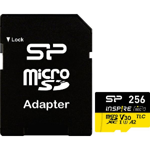 SILICON POWER INSPIRE 256GB MICRO SDXC U3 V30 A1 3D TLC NAND + SD ADAPTER SP256GBSTXLA2V1NSP