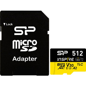 SILICON POWER INSPIRE 512GB MICRO SDXC UHS-I CLASS 10 + SD ADAPTER SP512GBSTXLA2V1NSP