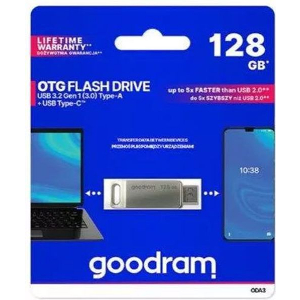 GOODRAM OTG FLASH DRIVE USB3.2 GEN1 128GB & TYPE-C SILVER ODA3-1280S0R11