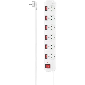 HAMA 223159 POWER STRIP 6-WAY 1.4M INDIVIDUALLY SWITCHABLE WHITE