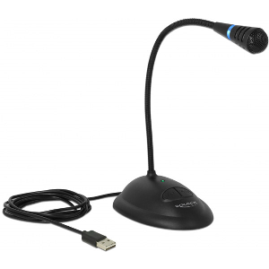 DELOCK 65871 USB GOOSENECK MICROPHONE WITH BASE AND MUTE + ON / OFF BUTTON