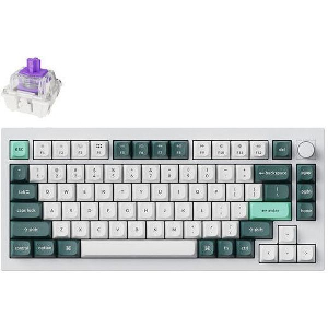ΠΛΗΚΤΡΟΛΟΓΙΟ KEYCHRON Q1 HE Q1H-P1 QMK WHITE WIRELESS CUSTOM HALL EFFECT PURPLE SWITCH 75% US