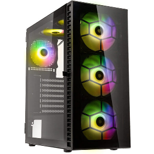 CASE KOLINK OBSERVATORY HF GLASS ARGB MIDI TOWER CASE - BLACK WITH 6 ARGB FANS - 3X140MM & 3X120MM