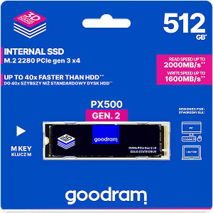 SSD GOODRAM PX500 GEN.2 1TB NVME PCIE GEN 3 X4 M.2 2280 SSDPR-PX500-01T-80-G2