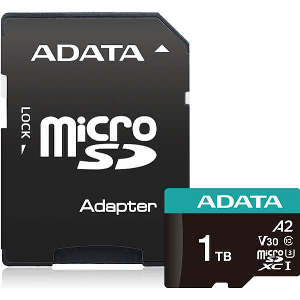 ADATA AUSDX1TUI3V30SA2-RA1 PREMIER PRO 1TB MICRO SDXC U3 V30 A2 WITH ADAPTER