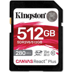 KINGSTON SDR2V6/512GB CANVAS REACT PLUS V60 512GB SDXC C10 UHS-II U3