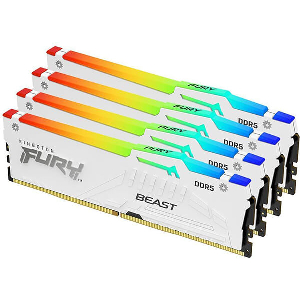 RAM KINGSTON FURY BEAST WHITE RGB 64GB (4X16GB) DDR5 5600MT/S CL40 XMP QUAD KIT KF556C40BWAK4-64