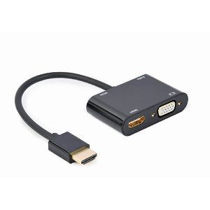 GEMBIRD A-HDMIM-HDMIFVGAF-01 HDMI MALE TO HDMI FEMALE + VGA FEMALE + AUDIO ADAPTER CABLE BLACK