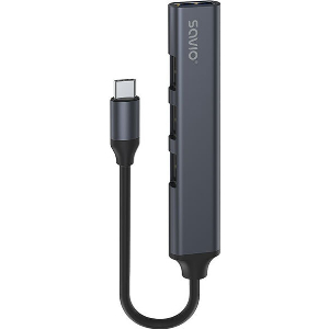 SAVIO AK-71 HUB USB-C 3 X USB-A 2.0,1 X USB-A 3.1 GEN 1 , GRAY