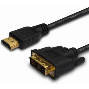 SAVIO CL-10 HDMI 19PIN (M) - DVI 18+1 (M) GOLD-PLATED 1.5M BLACK