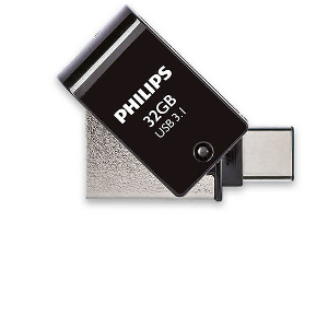 PHILIPS 2-IN-1 32GB USB 3.1 + TYPE-C OTG FLASH DRIVE MIDNIGHT BLACK FM32DC152B/00