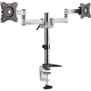 MACLEAN MC-714 DUAL DESK HOLDER FOR TV & MONITORS 13-27 ALUMINUM