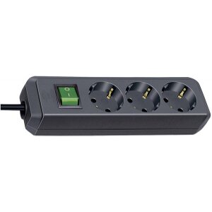 BRENNENSTUHL ECO-LINE 3 FOLD BLACK 1,5M + SWITCH 11523000156