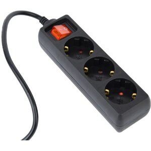 GEMBIRD EG-PSU3-01 UPS POWER STRIP 3 SCHUKO FUSED SWITCH, 16 A, C14 PLUG, 0.6M BLACK