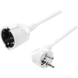 LOGILINK LPS101 POWER EXTENSION CORD 90° ANGELED SCHUKO PLUG TO SCHUKO JACK 3M WHITE