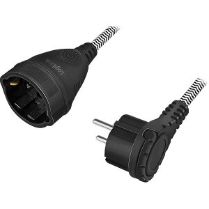 LOGILINK LPS104 POWER CORD EXTENSION 3M TEXTILE CABLE BLACK