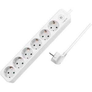 LOGILINK LPS247 SOCKET OUTLET 6-WAY + SWITCH, 6X CEE 7/3, 1.5 M, WHITE