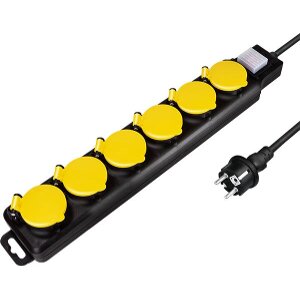 LOGILINK LPS256 SOCKET OUTLET 6-WAY + SWITCH, 6X CEE 7/3, OUTDOOR, 1.5 M, BLACK/YELLOW