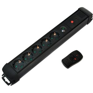 LOGILINK LPS401 5-WAY OUTLET STRIP 5X SCHUKO SOCKETS WITH REMOTE CONTROL 1.5M BLACK